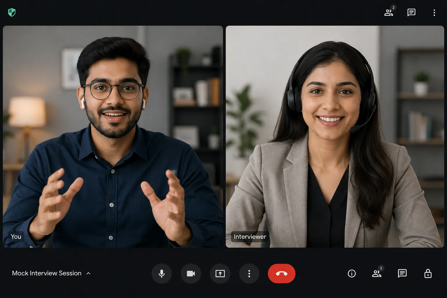 Confident Candidate Attending an Online Mock Interview