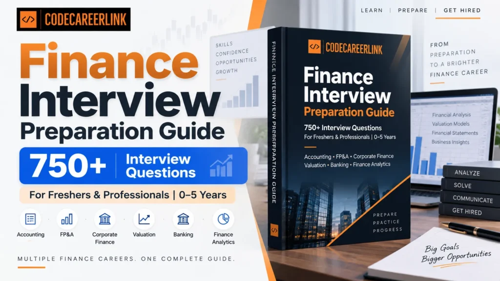 Finance Interview Preparation Guide by CodeCareerLink with 750+ interview questions for finance careers