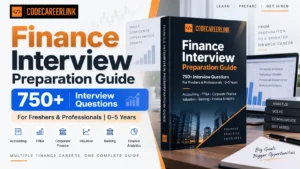 Finance Interview Preparation Guide by CodeCareerLink with 750+ interview questions for finance careers
