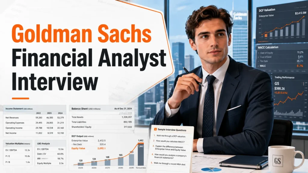 Goldman Sachs Financial Analyst interview questions with finance and valuation preparation