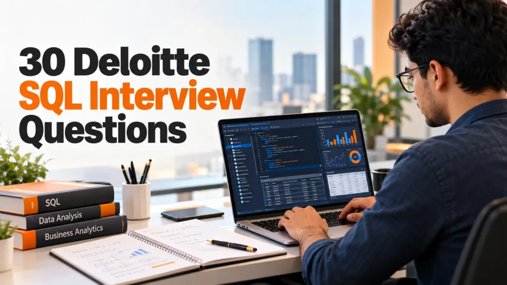 Deloitte SQL interview questions for Data Analysts with SQL queries and analytics dashboard